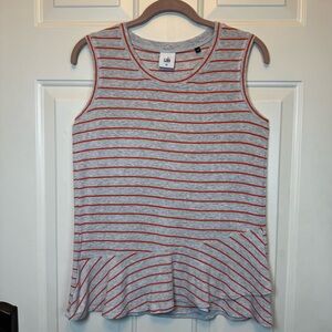 Cabi Sleeveless Top Light Gray with Orange Stripes Size XS